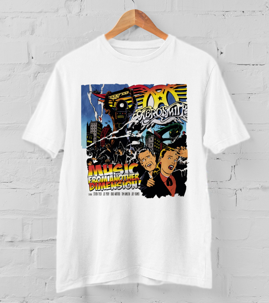 Aerosmith Music From Another Dimension Comic-Style Galactic Robot Skyline T-Shirt