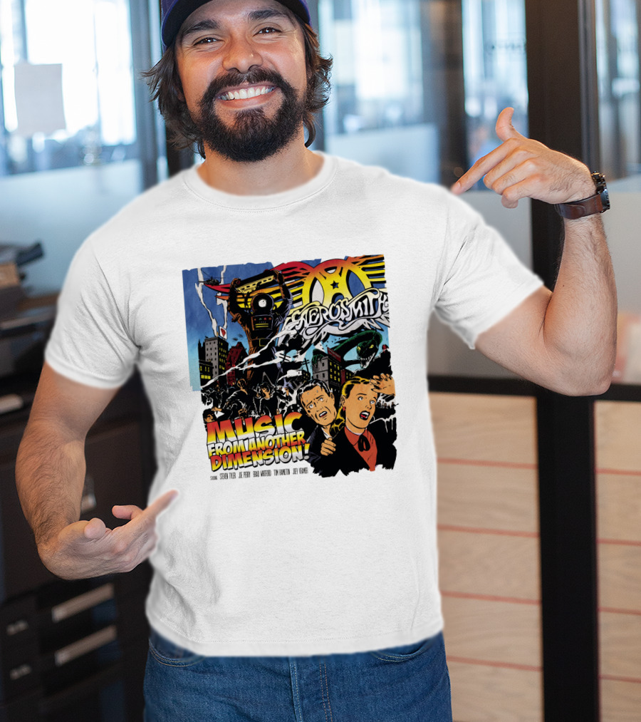 Aerosmith Music From Another Dimension Comic-Style Galactic Robot Skyline T-Shirt