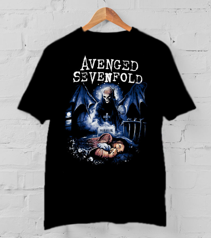 Avenged Sevenfold Forever Grim Reaper Wings Cemetery Scene T-Shirt