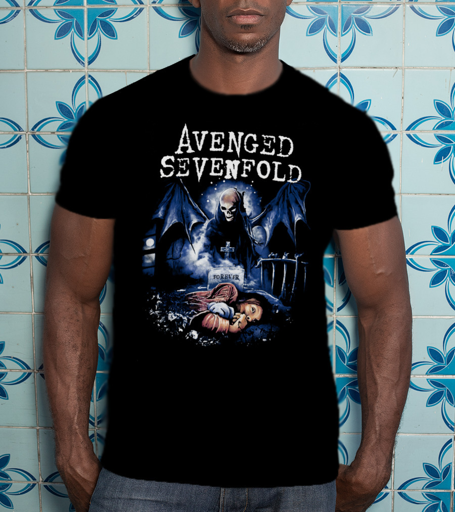 Avenged Sevenfold Forever Grim Reaper Wings Cemetery Scene T-Shirt