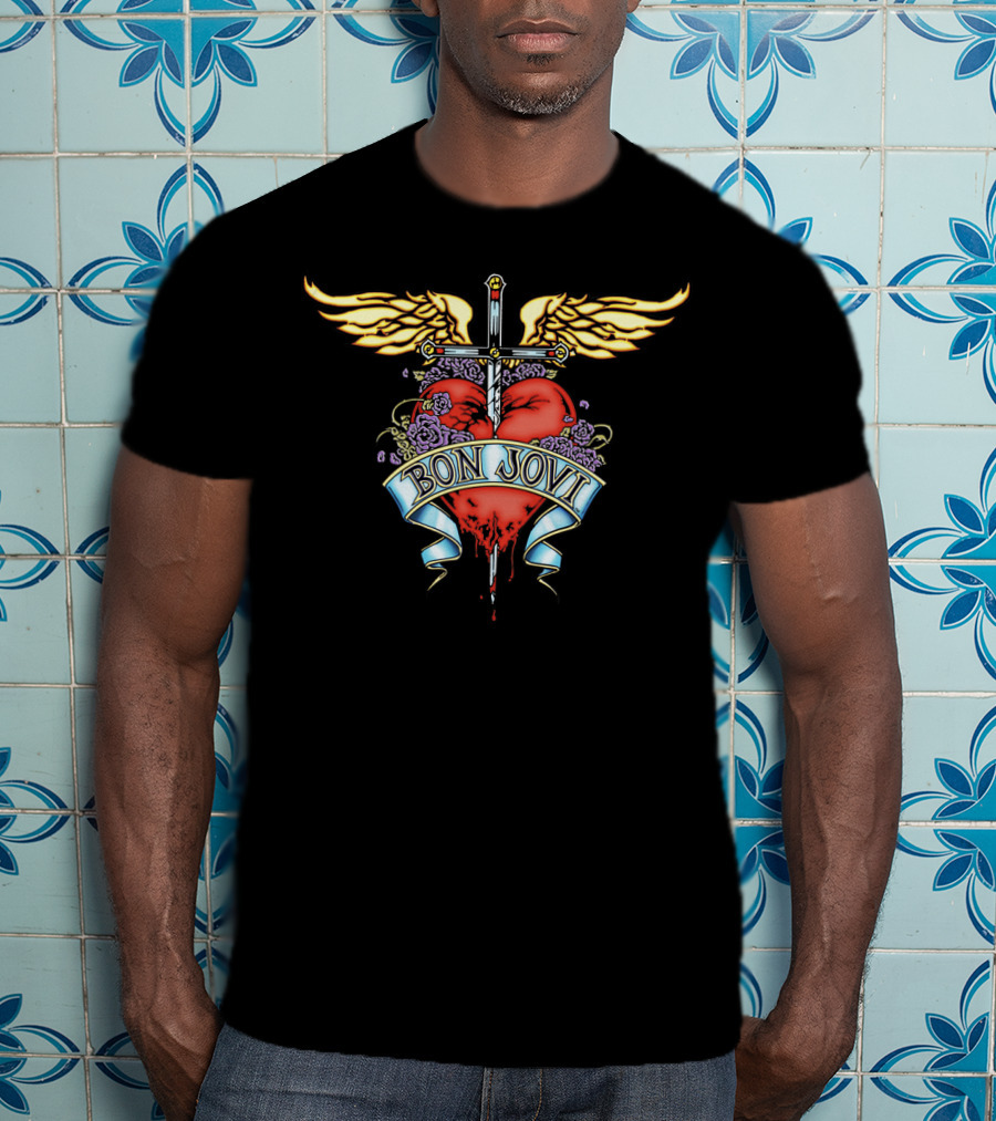 Bon Jovi Heart And Dagger Winged T-Shirt