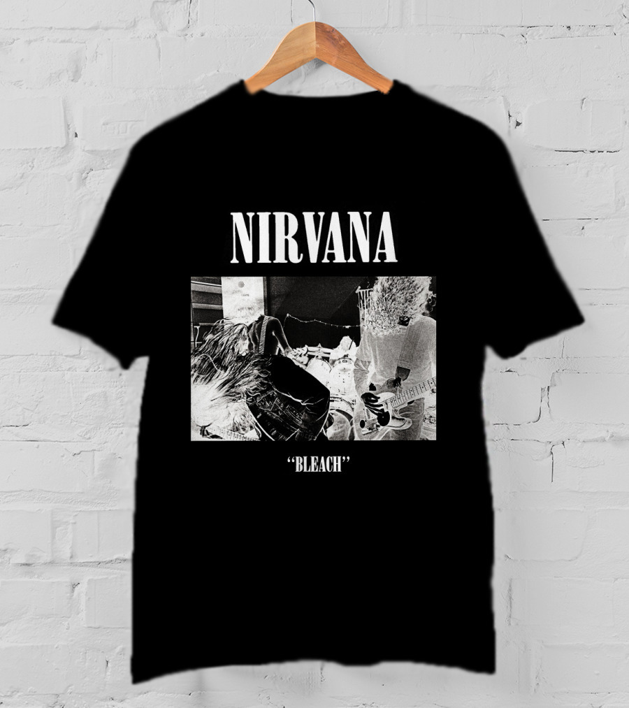 Nirvana Bleach Album Cover Black And White Negative T-Shirt