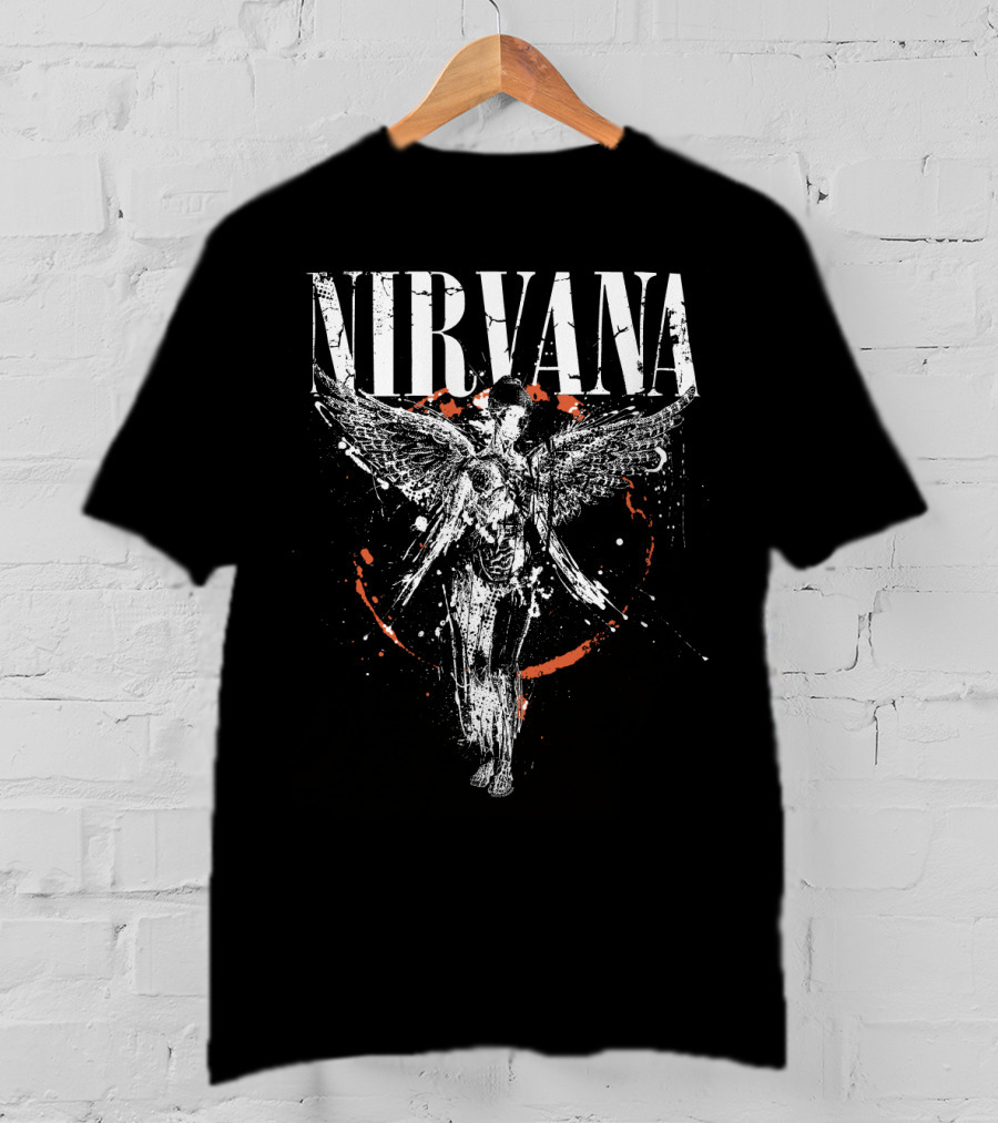 Nirvana In Utero Angel Wings Grunge Band Art T-Shirt