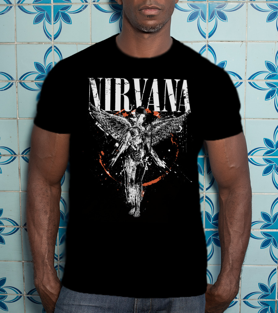 Nirvana In Utero Angel Wings Grunge Band Art T-Shirt
