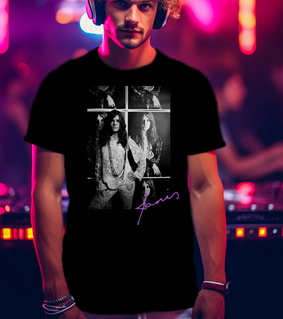 Janis 05 Retro Psychedelic Montage T-Shirt