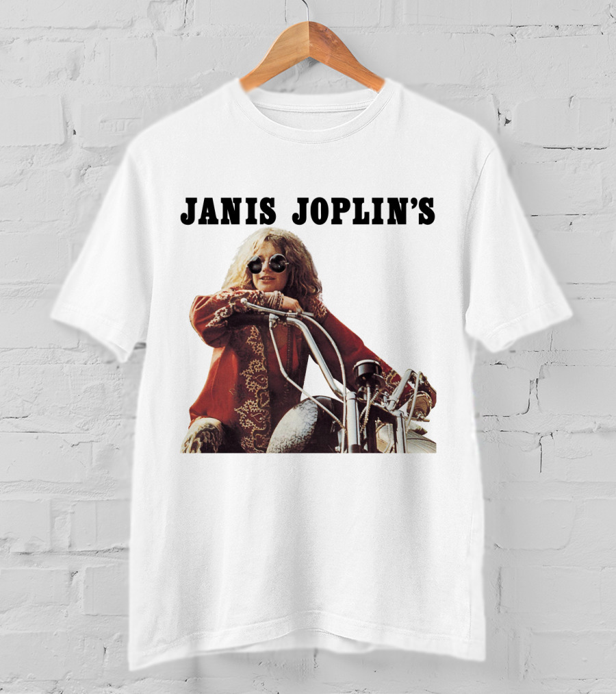Janis Joplin's Iconic Motorcycle Pose T-Shirt