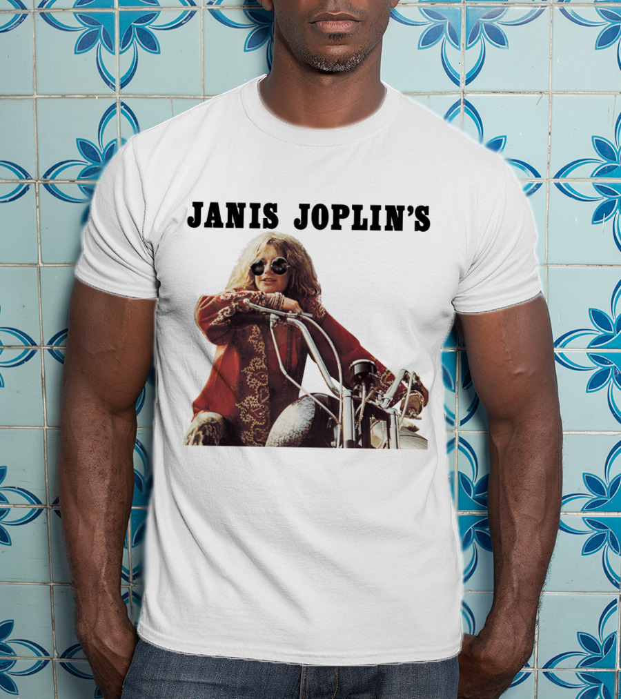 Janis Joplin's Iconic Motorcycle Pose T-Shirt