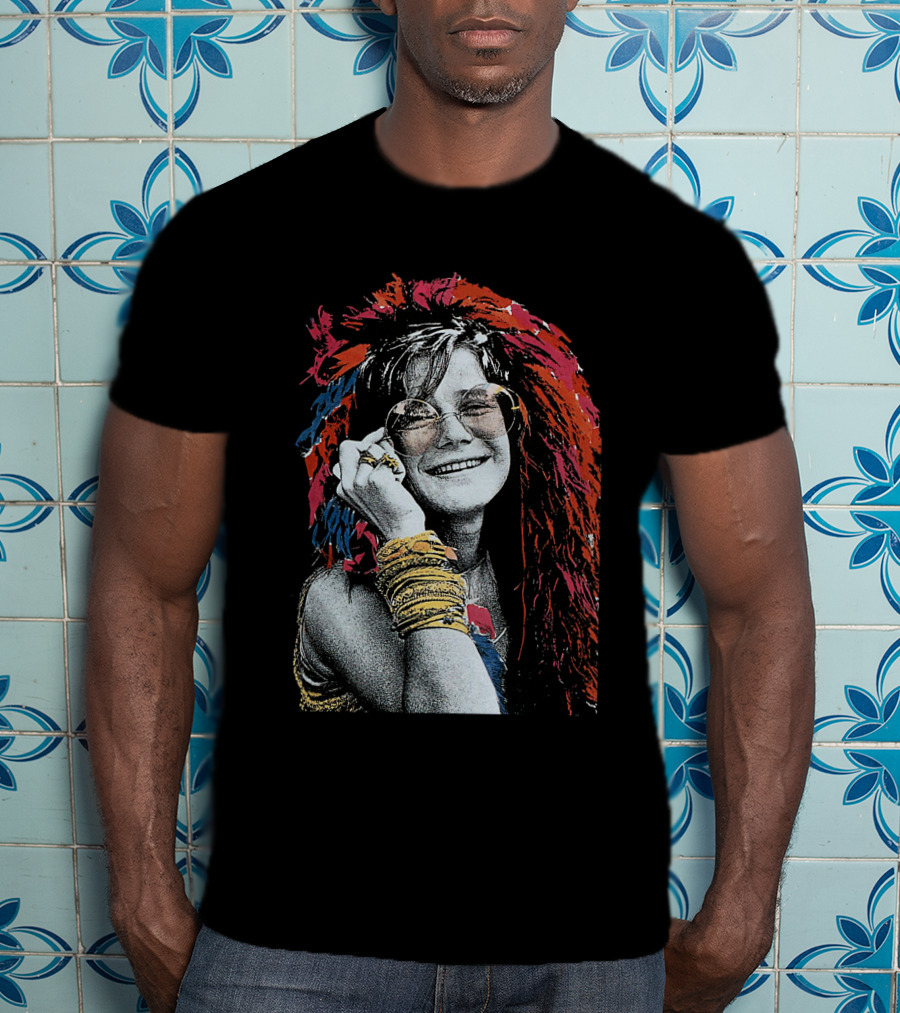 Jnjl 10 Iconic Smiling Portrait With Colorful Hair And Sunglasses T-Shirt