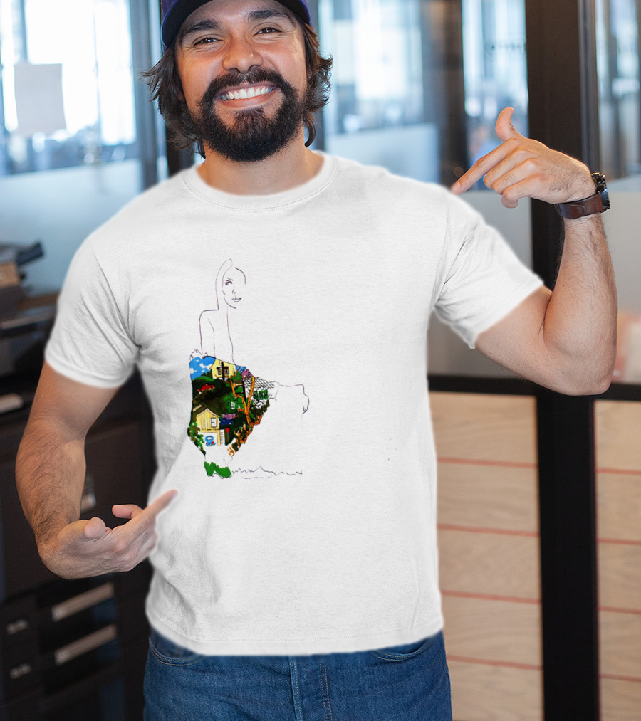 Jnmc 03 Ladies Of The Canyon Line Art With Colorful Houses And Nature Scene T-Shirt
