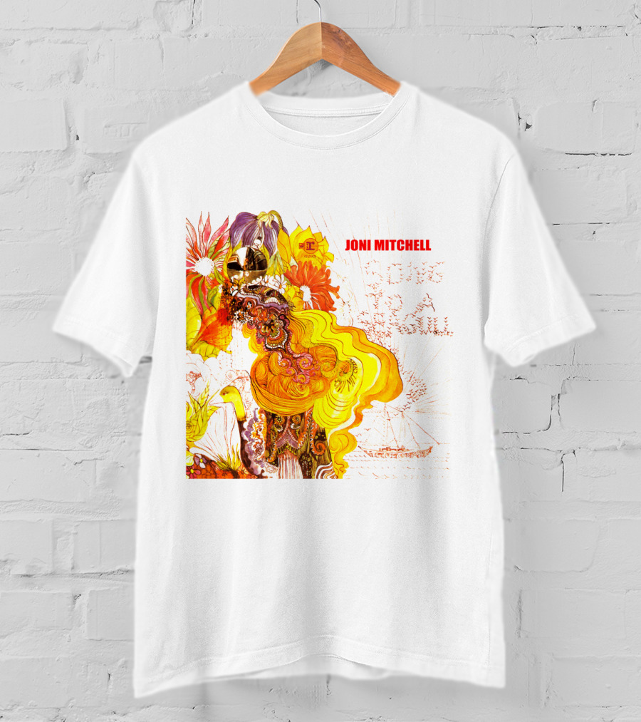 Joni Mitchell Song To A Seagull Colorful Floral Artwork With Yellow Orange Accents T-Shirt