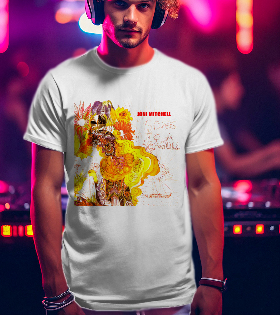 Joni Mitchell Song To A Seagull Colorful Floral Artwork With Yellow Orange Accents T-Shirt