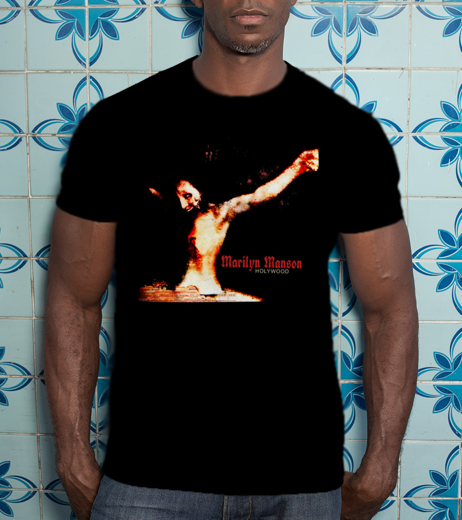 Marilyn Manson Holywood Crucifixion Imagery With MMS 04 Elements T-Shirt