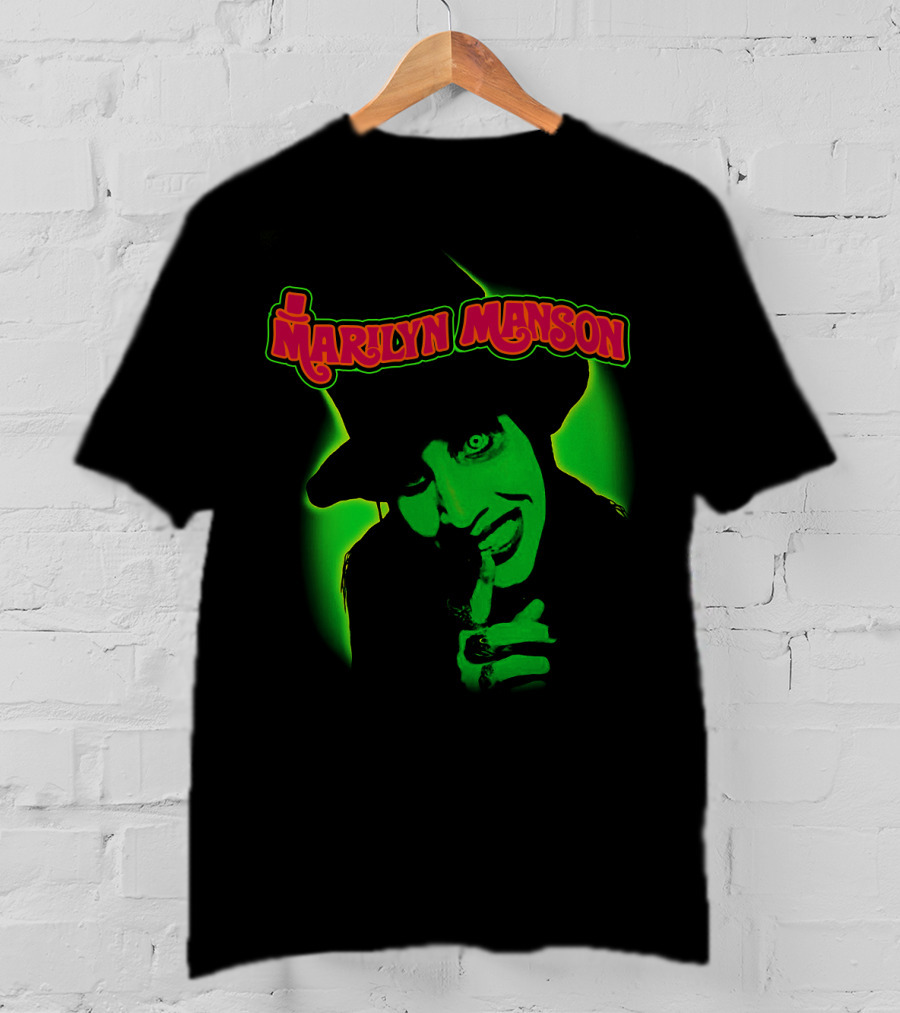 Marilyn Manson Green Gothic Portrait Mms T-Shirt