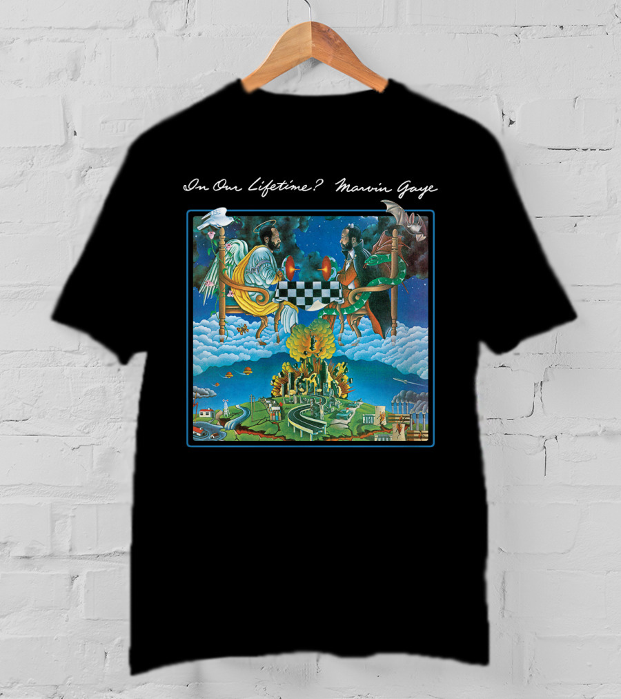 In Our Lifetime? Marvin Gaye Album Checkerboard Angels Earth Journey T-Shirt