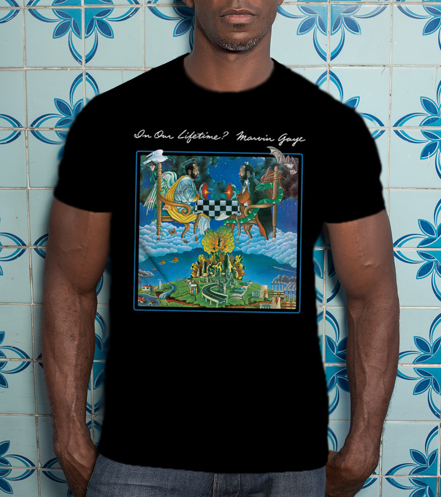 In Our Lifetime? Marvin Gaye Album Checkerboard Angels Earth Journey T-Shirt