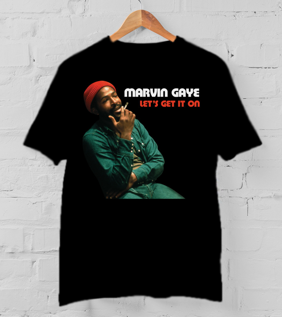 Marvin Gaye Let's Get It On Red Beanie Outfit Smoking Pose T-Shirt