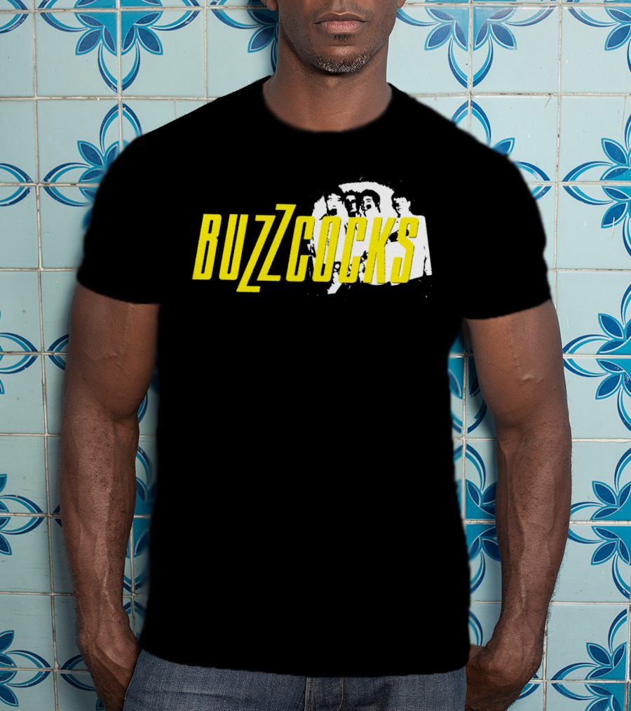 BUZZCOCKS Yellow Logo With Band Photo T-Shirt