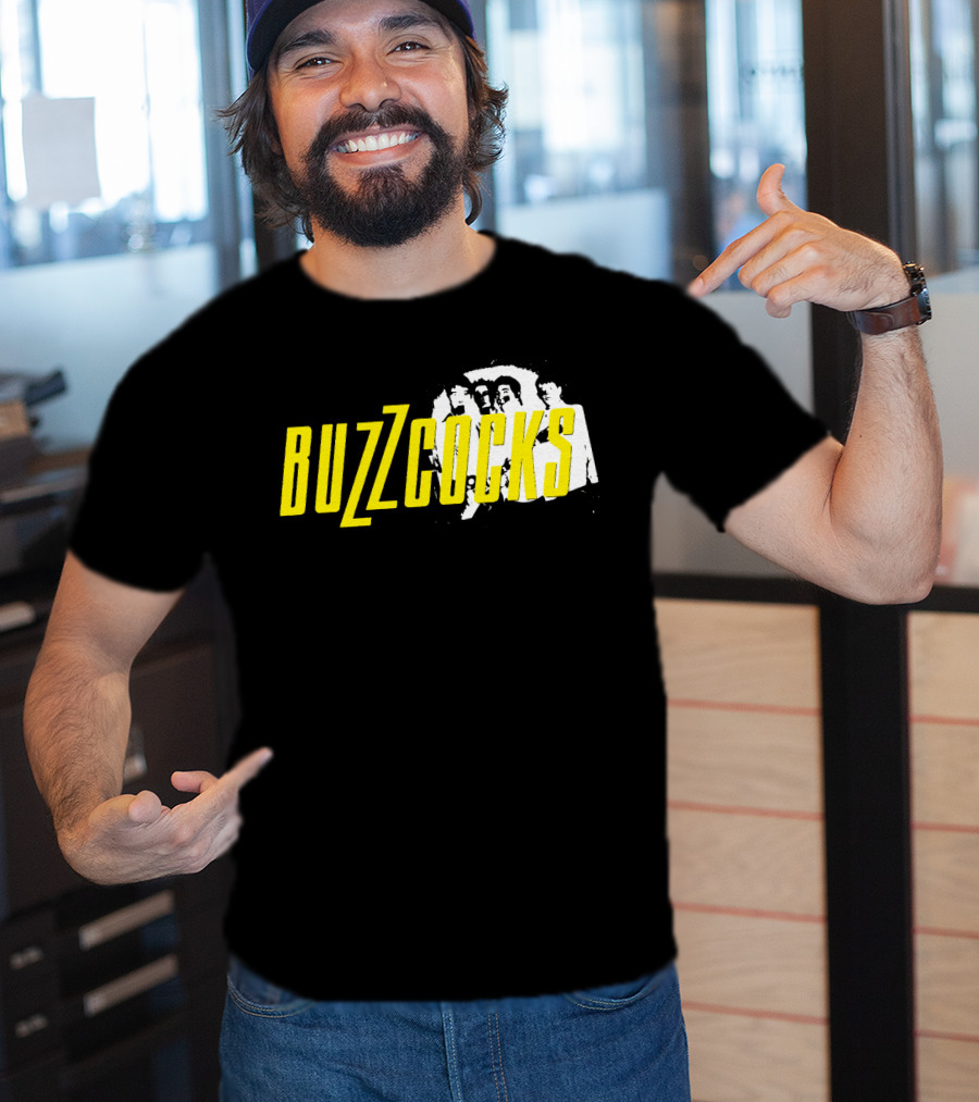 BUZZCOCKS Yellow Logo With Band Photo T-Shirt