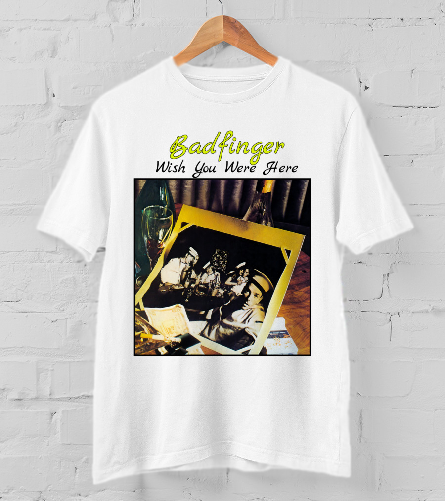 Badfinger Wish You Were Here Album Art Photographic Table Setting With Drinks And Photographs T-Shirt