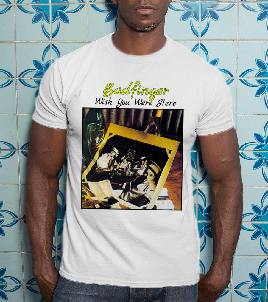 Badfinger Wish You Were Here Album Art Photographic Table Setting With Drinks And Photographs T-Shirt
