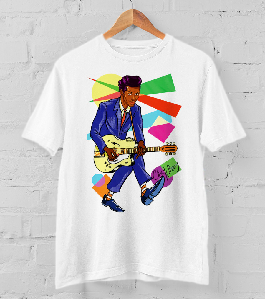 Chuck Berry Colorful Geometric Guitarist T-Shirt