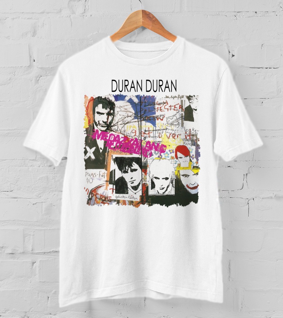 Duran Duran Medazzaland Collage Art With Faces And Graffiti Elements T-Shirt