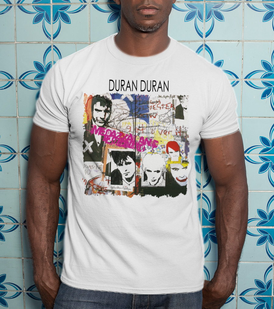 Duran Duran Medazzaland Collage Art With Faces And Graffiti Elements T-Shirt