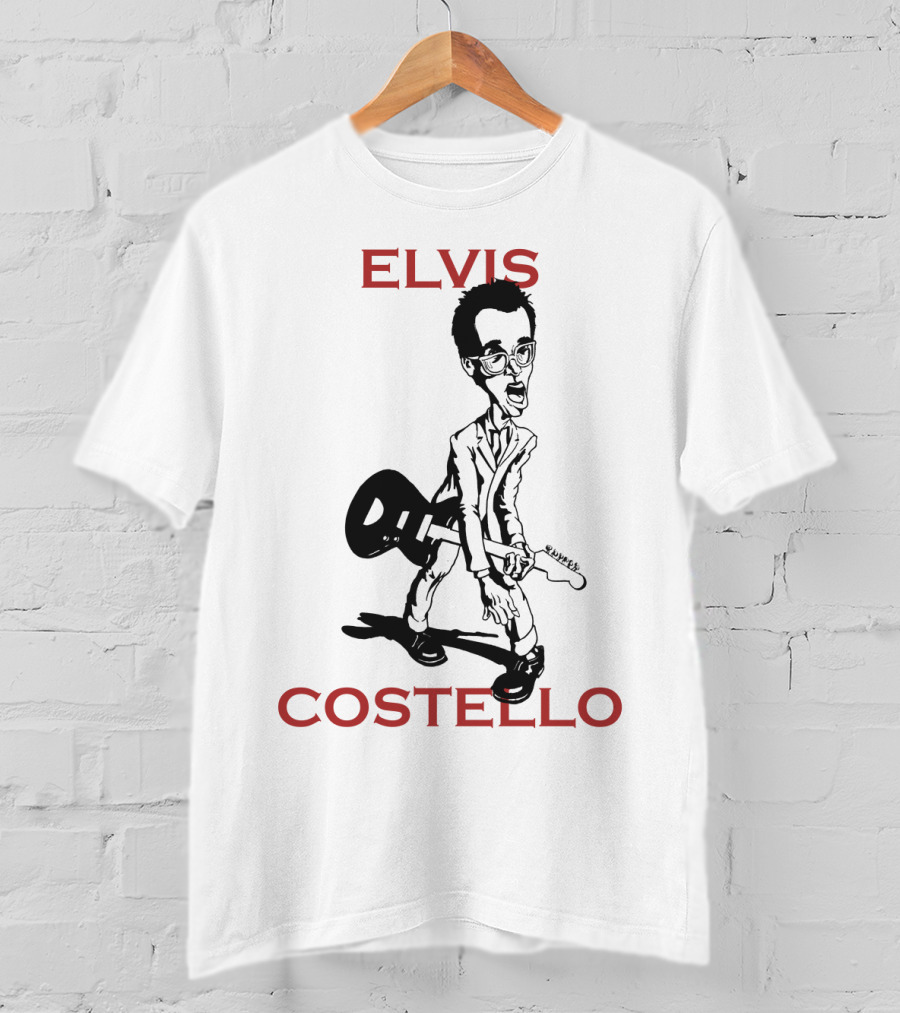 Elvis Costello Caricature With Guitar T-Shirt