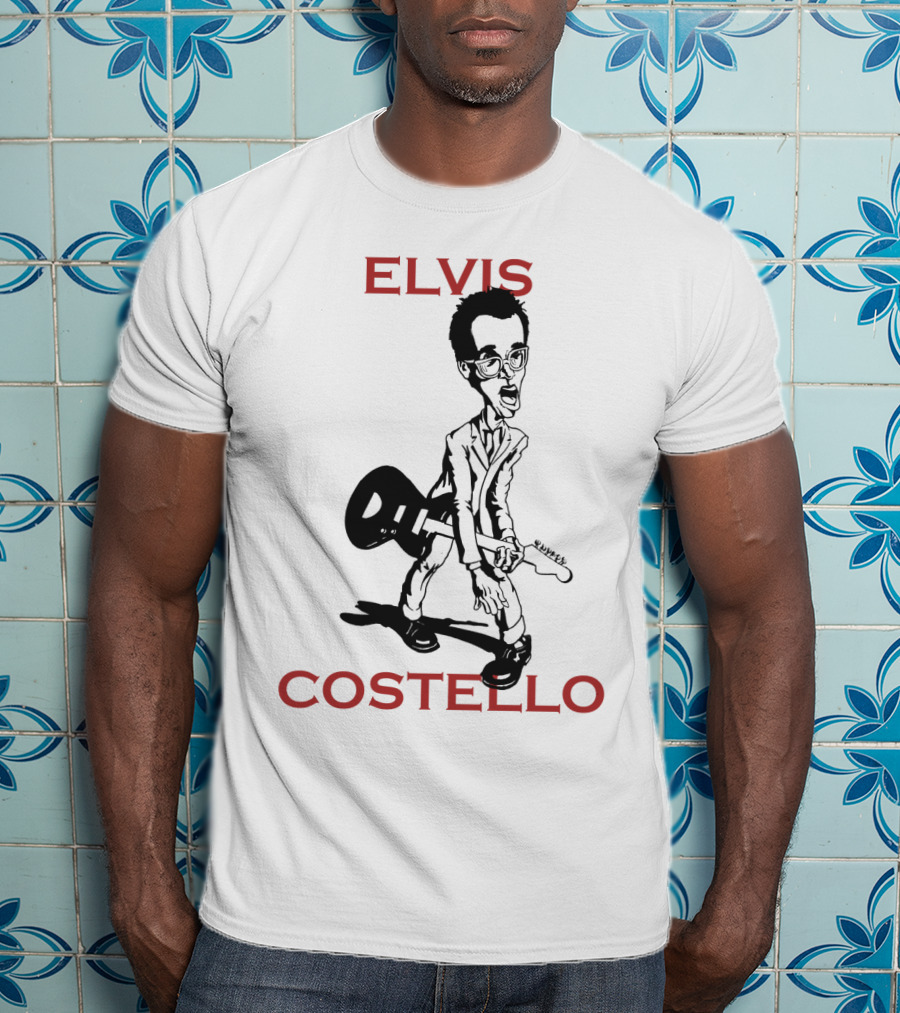 Elvis Costello Caricature With Guitar T-Shirt