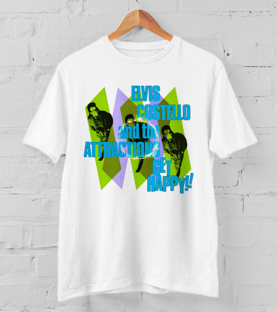 Elvis Costello And The Attractions Get Happy!! Vintage Style Music Poster T-Shirt