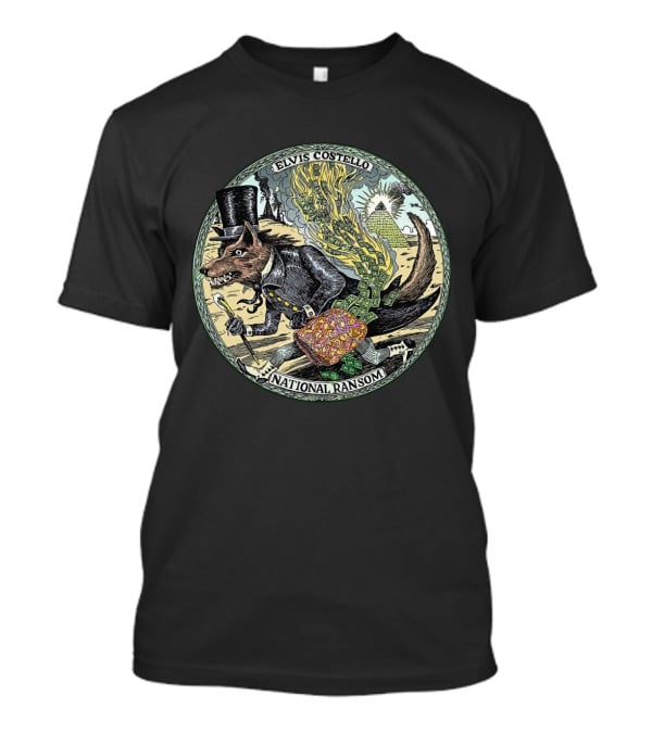 Elvis Costello EVCTL 31 National Ransom Wolf In Top Hat With Money And Pyramid T-Shirt
