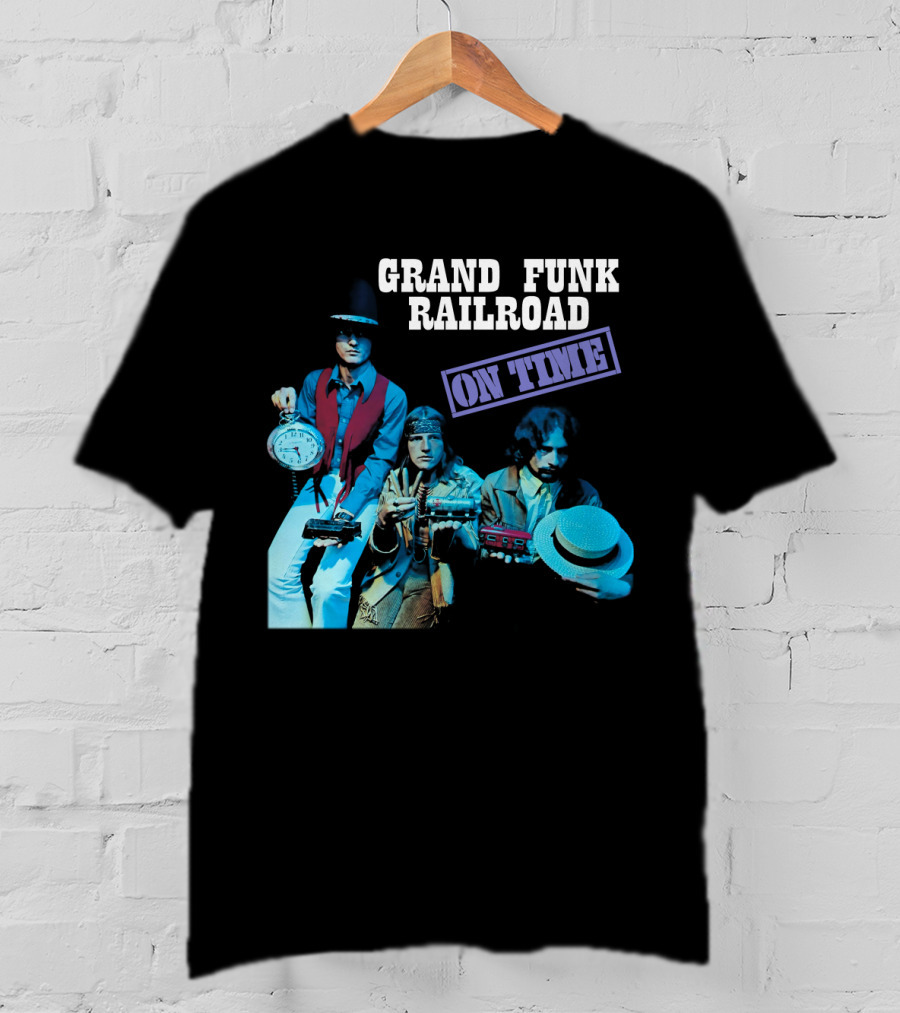 Grand Funk Railroad On Time Album Clock Train Photo T-Shirt