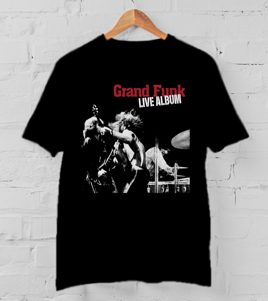 Grand Funk Live Album Black And White Concert Imagery Gfr T-Shirt