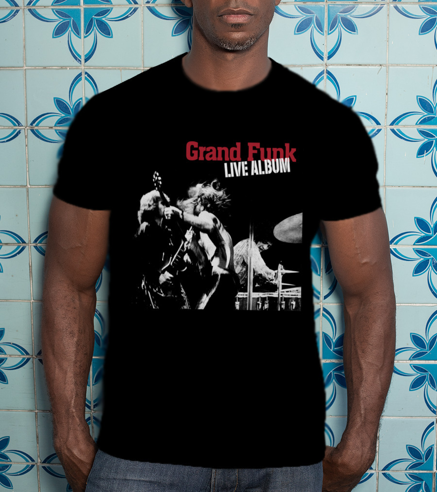 Grand Funk Live Album Black And White Concert Imagery Gfr T-Shirt