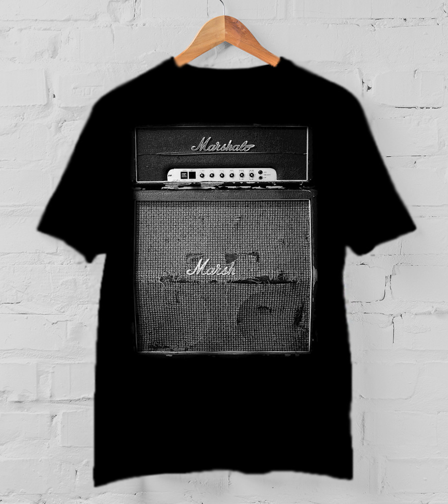 Marshall Vintage Amplifier Stack Black And White Image T-Shirt
