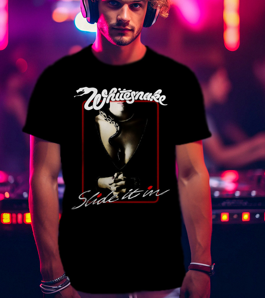 Whitesnake Slide It In Album Cover Artwork Featuring Snake And Woman T-Shirt