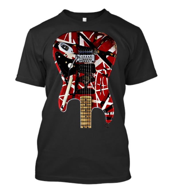 Red And White Striped Electric Guitar T-Shirt