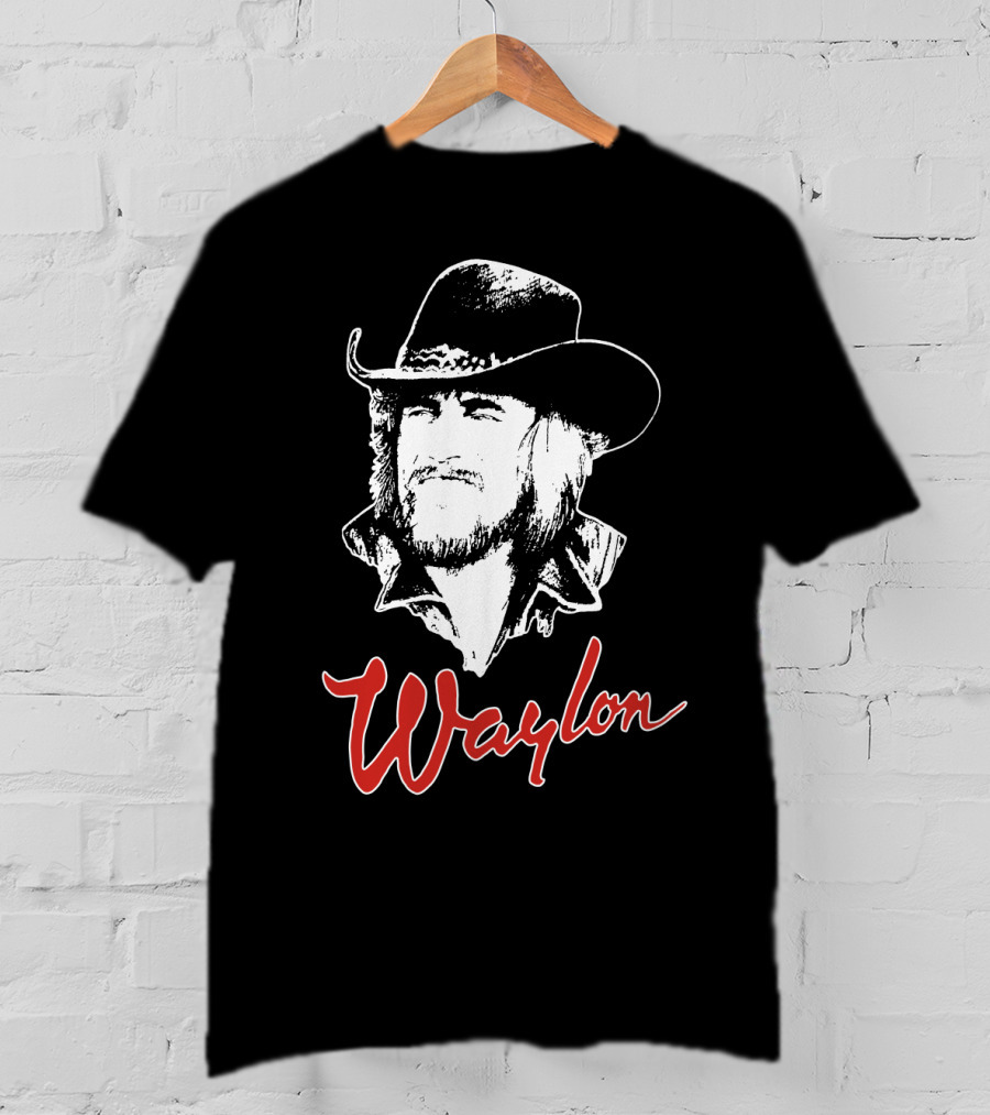 Waylon Jennings Cowboy Hat Illustration T-Shirt