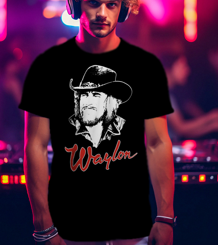 Waylon Jennings Cowboy Hat Illustration T-Shirt