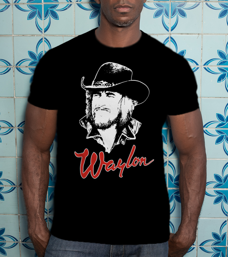 Waylon Jennings Cowboy Hat Illustration T-Shirt