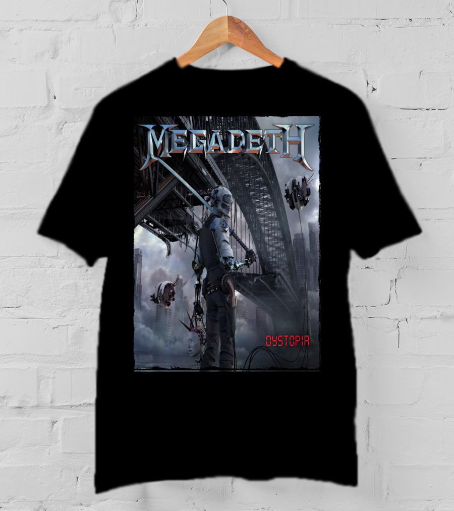 Megadeth Dystopia Album Art Robotic Future Bridge Scene T-Shirt
