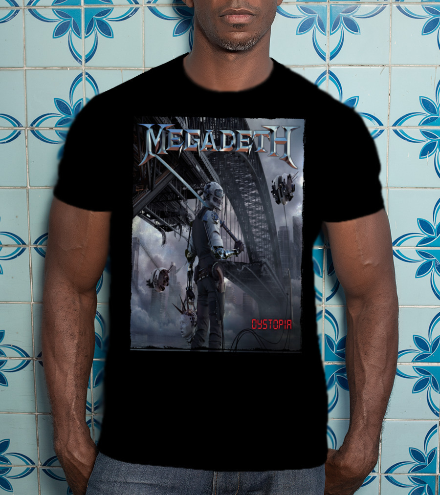 Megadeth Dystopia Album Art Robotic Future Bridge Scene T-Shirt