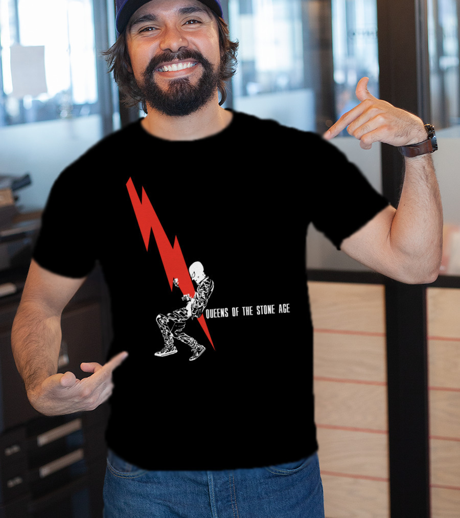 Queens Of The Stone Age Red Lightning Skeleton T-Shirt