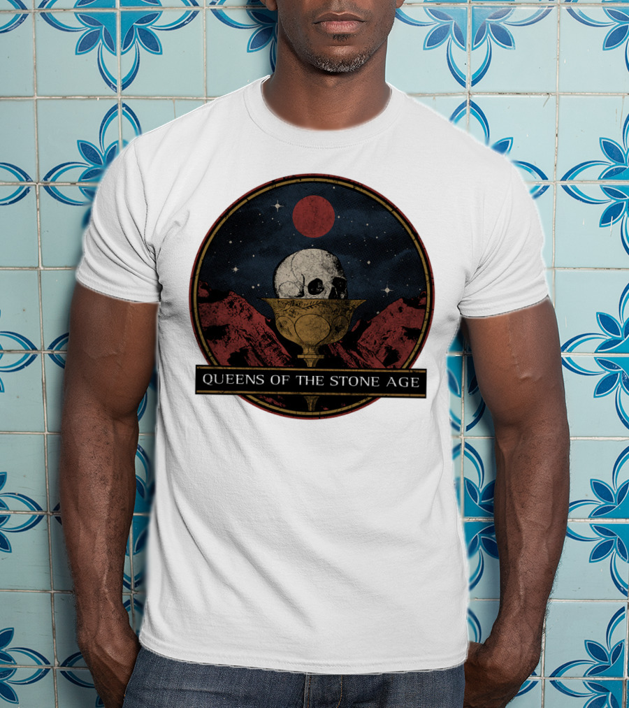 Queens Of The Stone Age Skull Goblet Moon Desert T-Shirt