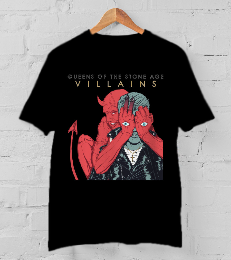 Queens Of The Stone Age Villains Devil And Leather Jacket T-Shirt