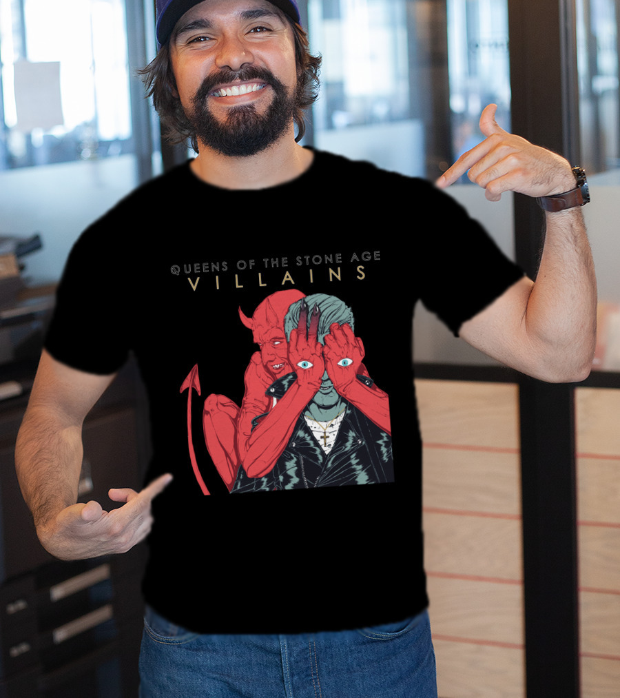 Queens Of The Stone Age Villains Devil And Leather Jacket T-Shirt