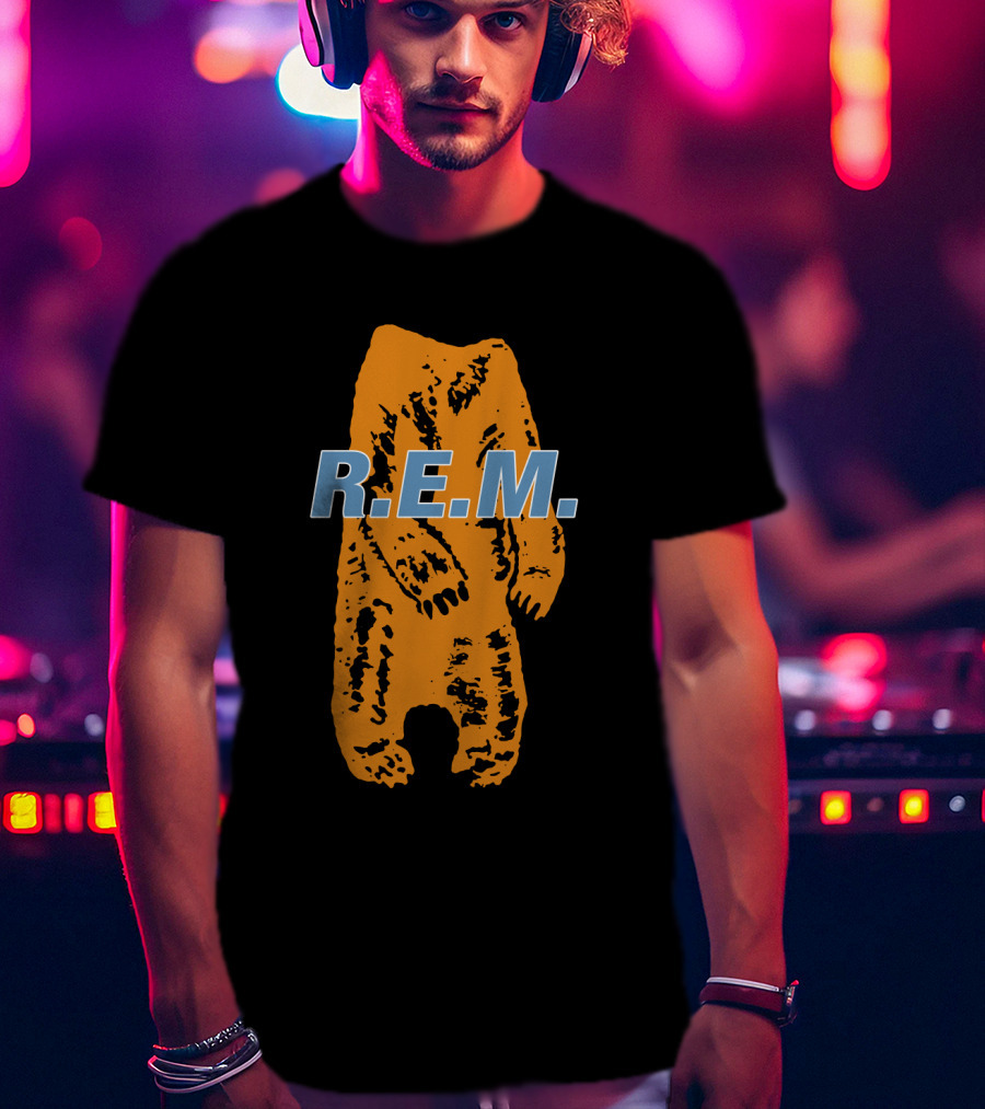 R.E.M. Orange Bear Motif T-Shirt