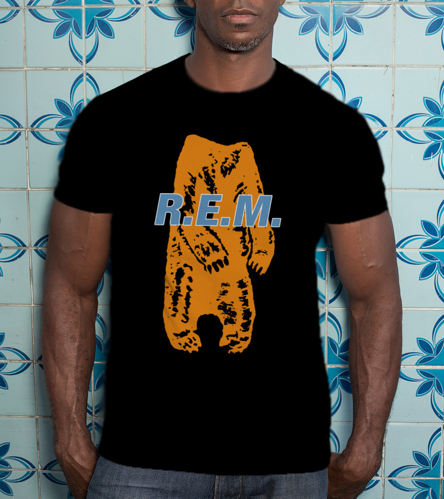R.E.M. Orange Bear Motif T-Shirt