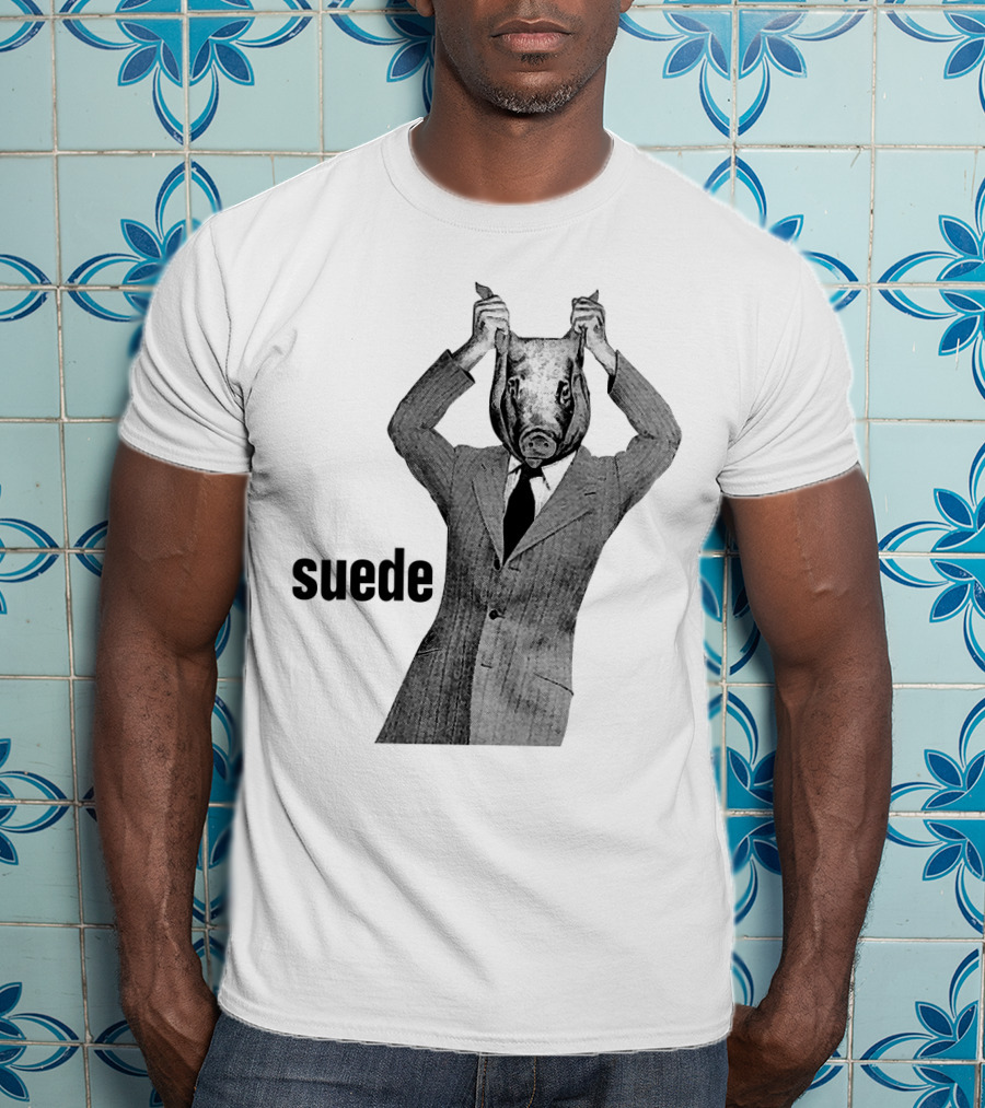 Suede Pig Head Suit Man Artwork Sde T-Shirt