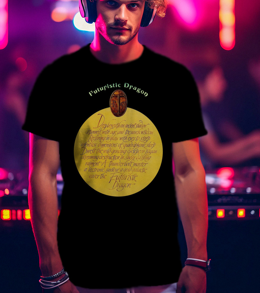 Futuristic Dragon Ancient Steed Thunderbolt Monster Galactic Raver T-Shirt